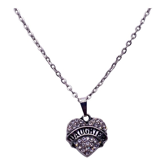 Imitation Diamond Clear Cubic Zirconia Daughter Heart Necklace Gift Box - Picture 1 of 4